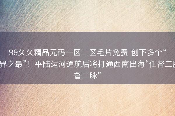 99久久精品无码一区二区毛片免费 创下多个“世界之最”！平陆运河通航后将打通西南出海“任督二脉”