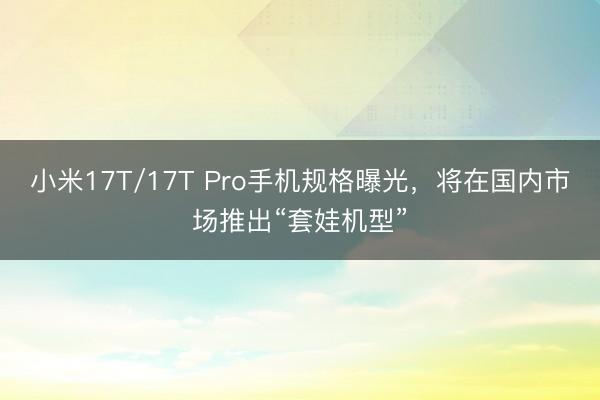 小米17T/17T Pro手机规格曝光，将在国内市场推出“套娃机型”