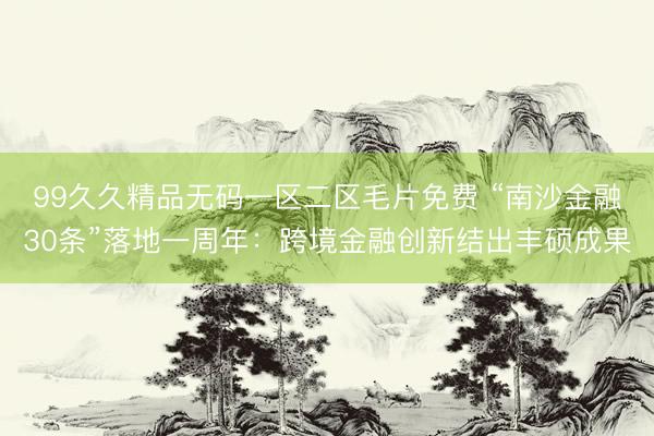 99久久精品无码一区二区毛片免费 “南沙金融30条”落地一周年：跨境金融创新结出丰硕成果