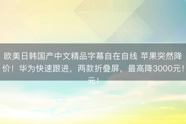 欧美日韩国产中文精品字幕自在自线 苹果突然降价！华为快速跟进，两款折叠屏，最高降3000元！