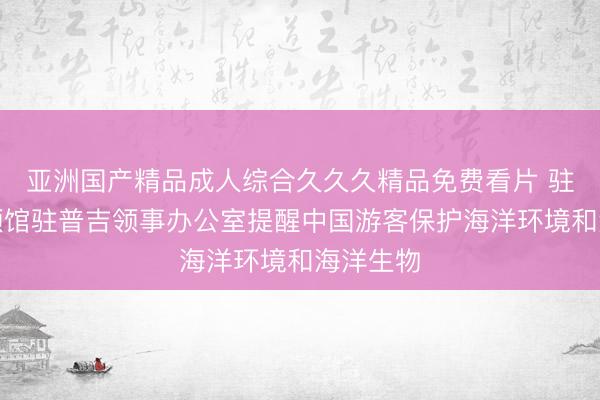 亚洲国产精品成人综合久久久精品免费看片 驻宋卡总领馆驻普吉领事办公室提醒中国游客保护海洋环境和海洋生物