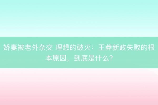 娇妻被老外杂交 理想的破灭：王莽新政失败的根本原因，到底是什么？