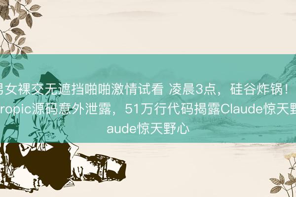 男女裸交无遮挡啪啪激情试看 凌晨3点,硅谷炸锅!Anthropic源码意外泄露,51万行代码揭露Claude惊天野心