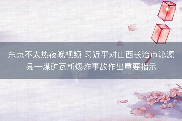 东京不太热夜晚视频 习近平对山西长治市沁源县一煤矿瓦斯爆炸事故作出重要指示