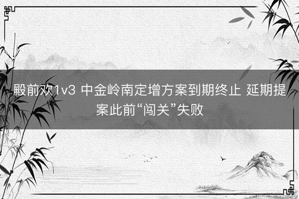 殿前欢1v3 中金岭南定增方案到期终止 延期提案此前“闯关”失败