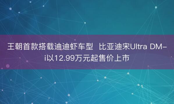王朝首款搭载迪迪虾车型 比亚迪宋Ultra DM-i以12.99万元起售价上市