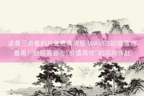 凌晨三点看的片免费高清版 WAVES初度落地番禺！创投嘉会与“价值高地”的双向奔赴