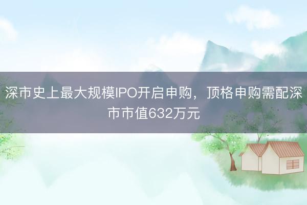 深市史上最大规模IPO开启申购，顶格申购需配深市市值632万元